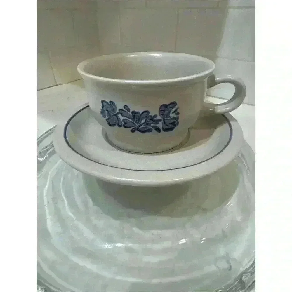 Pfaltzgraff Yorktowne Flat Cup And Saucer Vintage Stoneware